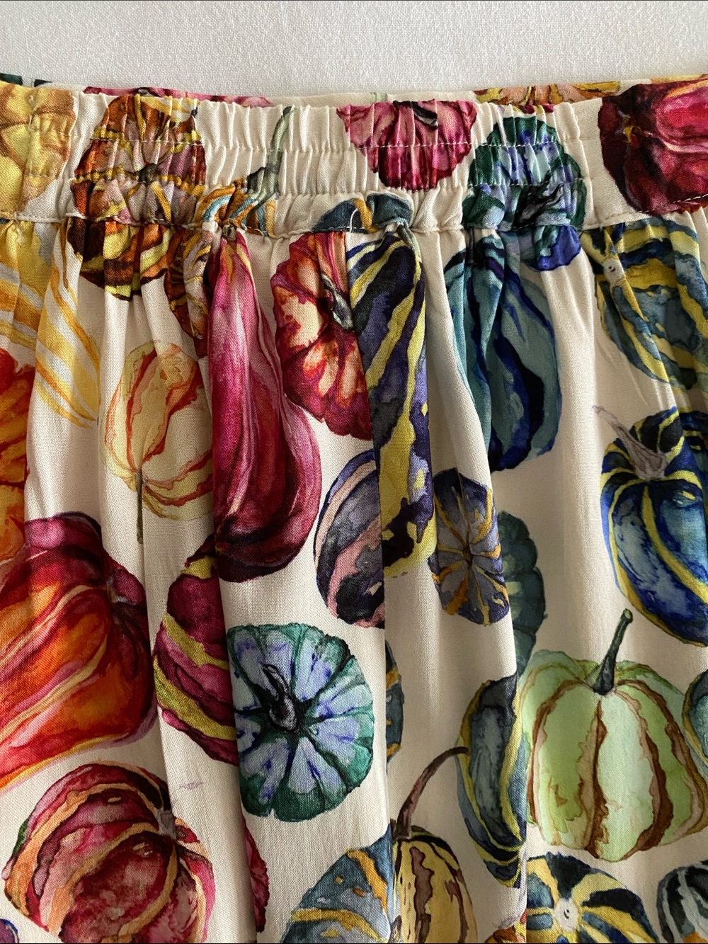 ModCloth Fall Colourful Pumpkins Gourds Print Midi Skirt Full gathered Size XL - Picture 5 of 13